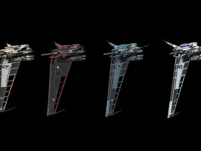 Vertical Fighter Spaceship Low-poly 3D model