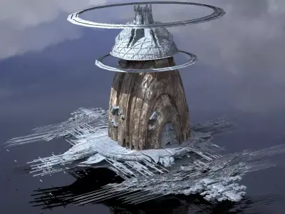 Frozen Ice shard Mountain landing arrays base 3 3D model