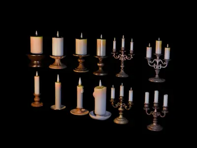 Victorian Candle Pack Free low-poly 3D model