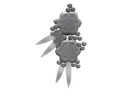Flower Metal Brooch Low-poly 3D model