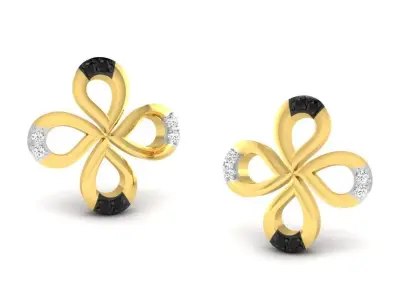 Gold Diamond Women Earring 3D print Model 3D print model 175