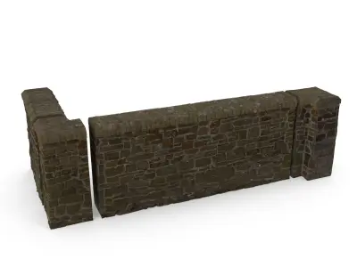 Brick Wall Set Low-poly 3D model