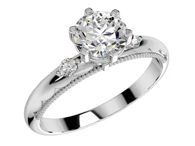 Engagement Ring Light Weight Solitaire Ring CAD Design-O-1-106 3D print model