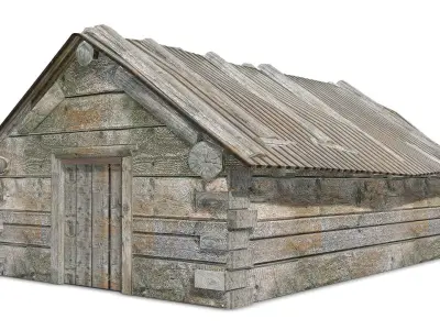 Wooden old raw cellar da1 Low-poly 3D model