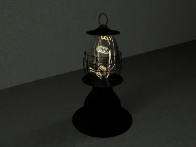 old oil light Tungsten hand lamp in different scenes 3D model