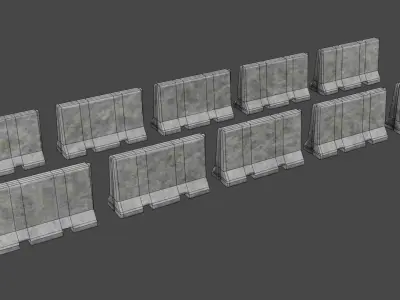 Concrete Barricade Pack Low-poly 3D model