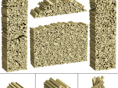 038 Firewood Logs 01 Packed Stacks  3D model