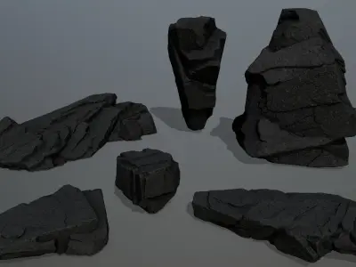 Lava Rock Set Low-poly 3D model