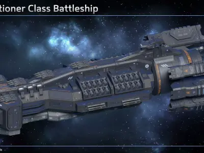Scifi Battleship Executioner Low-poly 3D model
