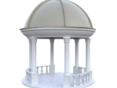 Neoclassical Pavilion Dome Gazebo PBR Low Poly FBX OBJ GLB USDC Low-poly 3D model