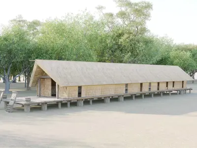 Traditional Vietnamese Longhouse - Ede Ethnic Stilt House 3D model