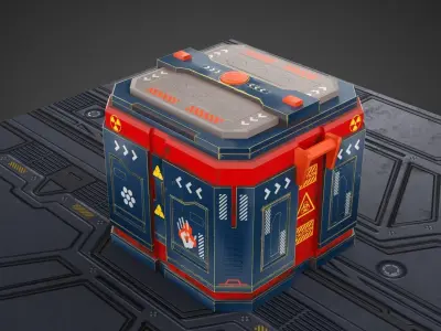 Sci Fi Stylized Spaceship Box Low-poly 3D model