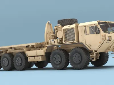  Oshkosh Military Flatbed PLS Truck Sand Simplified 