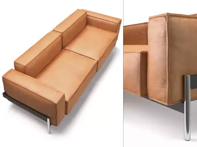 DS-21-23 two seater sofa in tan leather 3D model