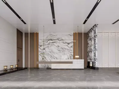 hotel lobby 3D model 11
