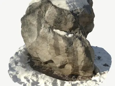 Stone in the snow Low-poly 3D model