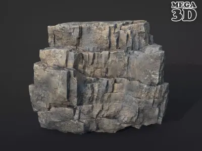 Realistic Blocky Rock 01 250612 Low-poly 3D model