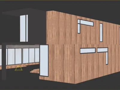 L-Shape House Free low-poly 3D model