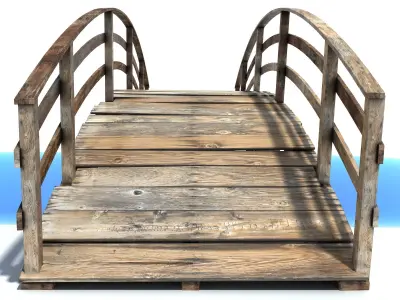 Low Poly Old Wooden Bridge 2 Low-poly 3D model
