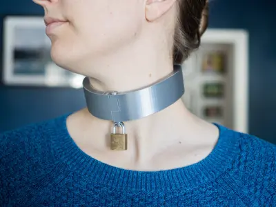 Curved Chunky Collar  with padlock lock Free 3D print model
