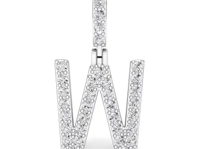 Alphabet W-letter single row pendant 3D print model
