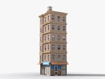 Apartment Building x29 Low-poly 3D model