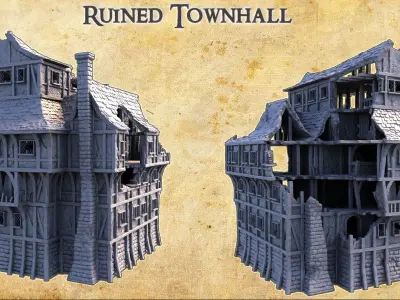 Ruined Townhall - Tabletop Terrain - 28 MM 3D print model