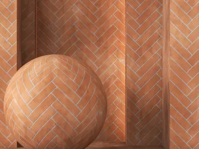 Natural Terracotta Chevron  Texture 4K PBR - 2 Color  Texture