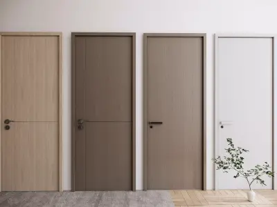 Door Modern bedroom-door-entrance door-wooden door 3D model get