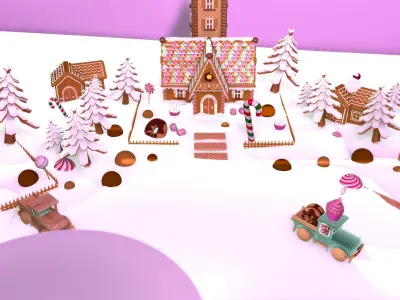 Gingerbread Village V2 vehicul fun 3D model