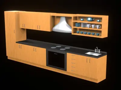 Light wood kitchen 3D model