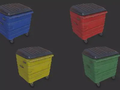 Wheeled Garbage Waste Bin Low-poly PBR Low-poly 3D model