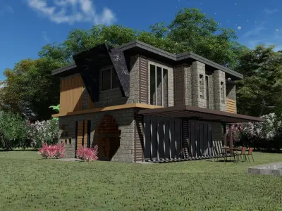 villa house in jungle 3D model