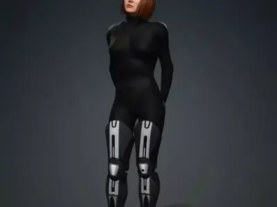 Realistic Rigged Female Sci-Fi Character 3D model
