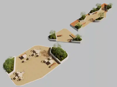 outdoor street plaza 3D model buy