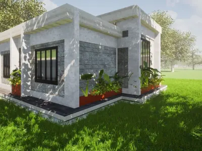 3 Bedroom Flat Roofed Bungalow 3D model