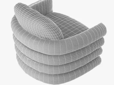 Milo Baughman Tilt and Swivel Chair in Platinum Velvet with Bras 3D model