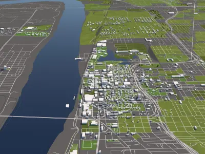 Baton Rouge Louisiana 50x50km 3D City Map 3D model