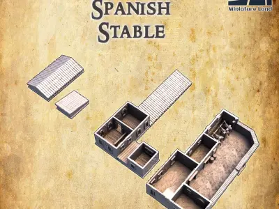 Colonial Spanish Stable Tabletop Terrain 28 MM 3D print model