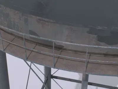 Water tower 1 Low-poly 3D model