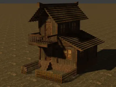 Medieval house nine 17 Low-poly 3D model