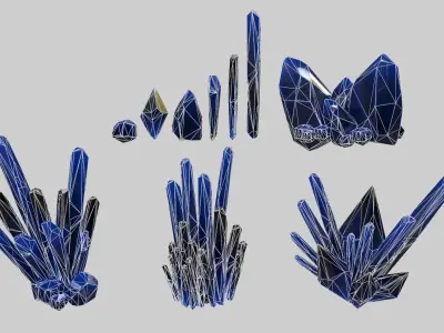 Crystal Set pen Low-poly 3D model