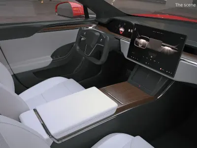  Tesla Model S Electric Sedan Red Rigged for Cinema 4D 