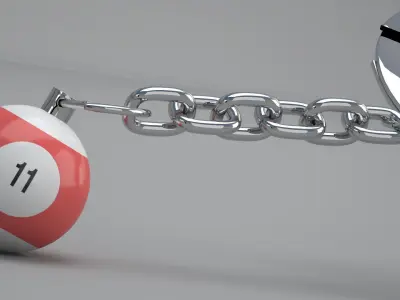 11 Snooker Ball with Keychain 3D model