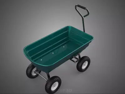 PLASTIC BED GARDEN UTILITY CART WAGON TROLLEY TRAILER DOLLY DUMP 3D model