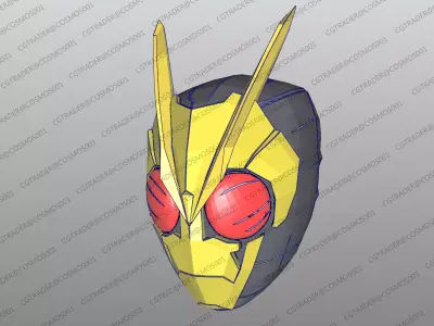 Kamen Rider Zero One Helmet paper papekura Low-poly 3D model