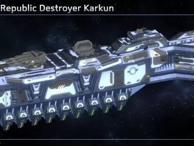 Spaceship Enkar Republic Destroyer Karkun Low-poly 3D model
