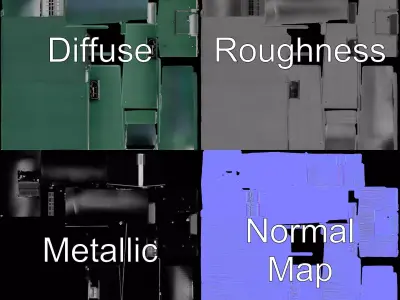 Green Industrial Warehouse model pack Low-poly 3D model