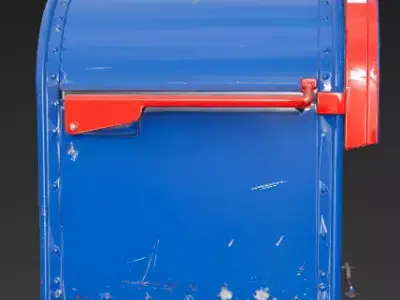 Standard Blue Public Street Mailbox 3D Model Low-poly 3D model