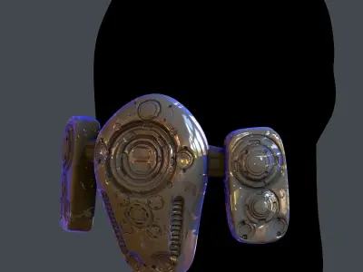 Gas mask helmet scifi Low-poly character art game space  Low-poly 3D model 8